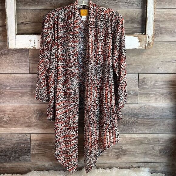 RUBY RD Ladies Lightweight Open Face Asymetrical Fall Color Cardigan Size L - Picture 3 of 6